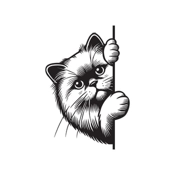 Fun Kitty Peeping Graphic Art vector