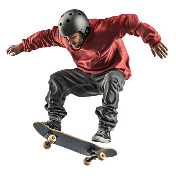 Skateboarder performing mid-air jump png