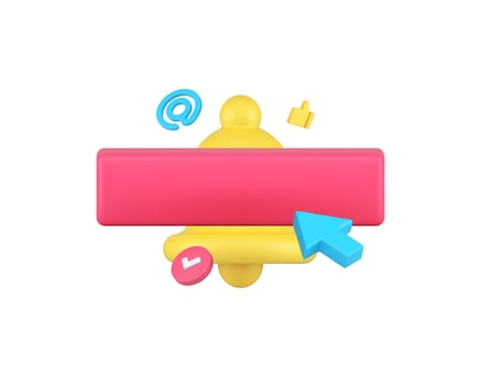 Push button notification interface reminder with empty bar mockup ring bell 3d icon realistic vector