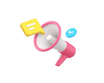 Advertising announce service email marketing campaign news broadcast megaphone 3d icon realistic illustration. Advertisement management sale discount ad information technology vector