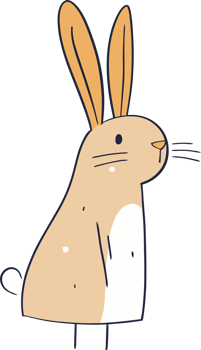 Cute Cartoon Bunny Rabbit with Long Ears - Adorable Hand-Drawn Animal Illustration png