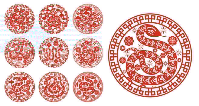 Snake reptiles ornament for Chinese Lunar New Year vector