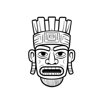 A detailed illustration of an ancient tribal mask representing cultural heritage. png