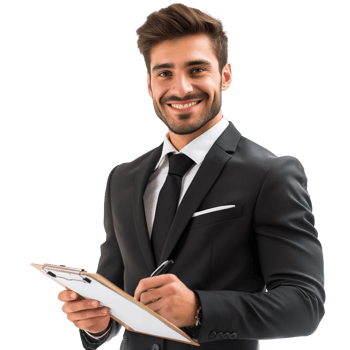Businessman Taking Notes on a Clipboard with Transparent Background png
