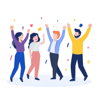 A group of friends celebrating together with joy and excitement. png