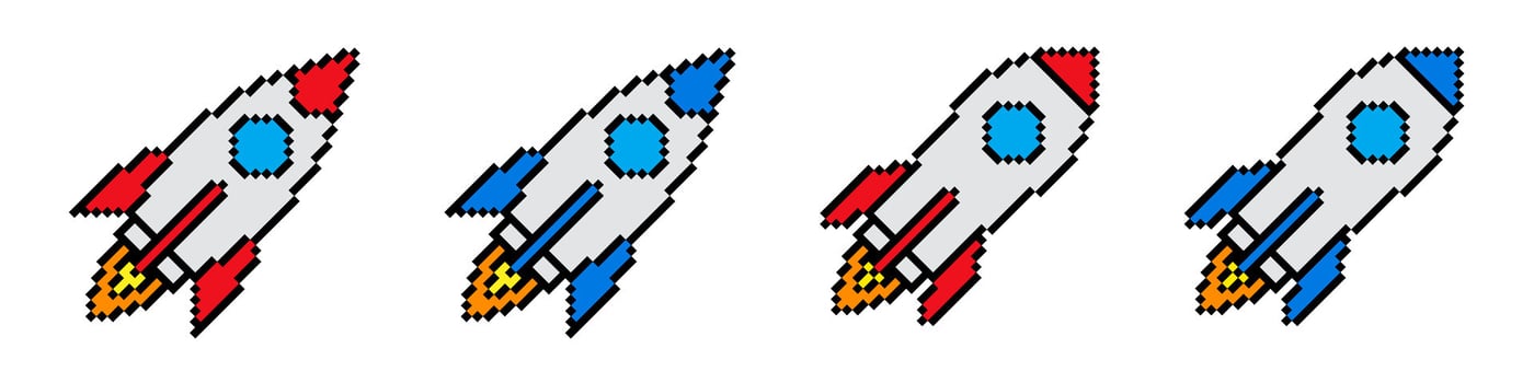 Rocket icon pixel art vintage illustration. icons vector