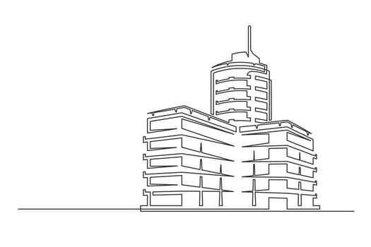 Continuous one line building vector