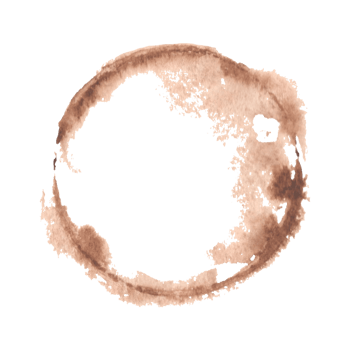 Trace of a coffee. Circle stain from the bottom of the cup. Round brown imprint. Hand drawn watercolor illustration isolated. Abstract background of mocha mousse splash. Clipart for menu, coffeehouse. png