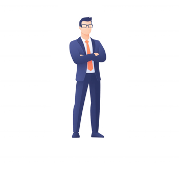 Professional businessman standing confidently with arms crossed in formal attire. png
