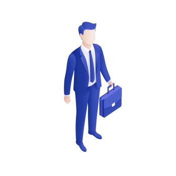 Professional businessman standing confidently with a briefcase. png