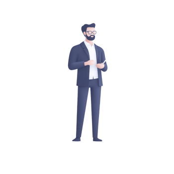 Professional man in a suit holding a smartphone, representing modern business. png
