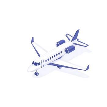 Stylish illustration of a modern airplane ready for takeoff in a clear sky. png