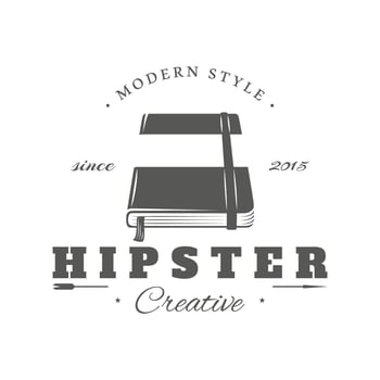 Hipster notebook label isolated on white background vector