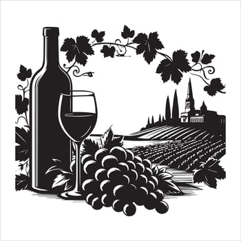 Winery Vineyard Scene Graphic for Stunning Visuals vector