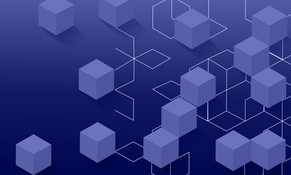 Modern digital geometric cube abstract background. Stylish realistic poster with blue 3d cube background on blue background. vector