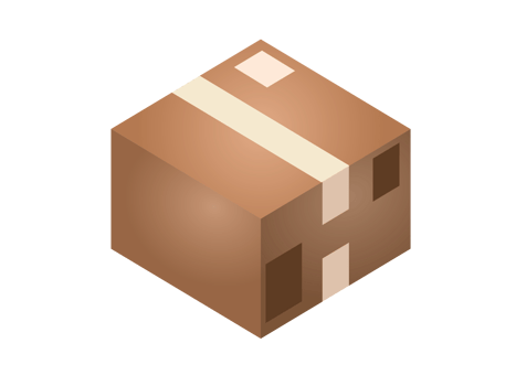 Liight brown cardboard package box icon with shipping label and taped shut png