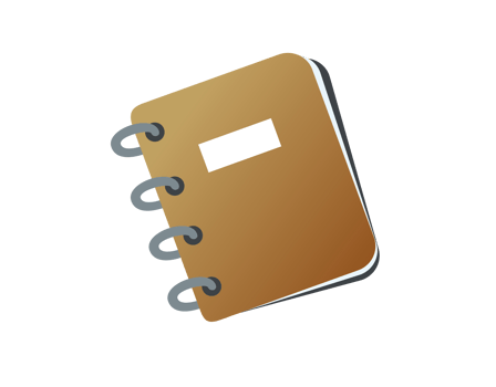 Isolated brown cover paper notepad, checklist file flat icon png
