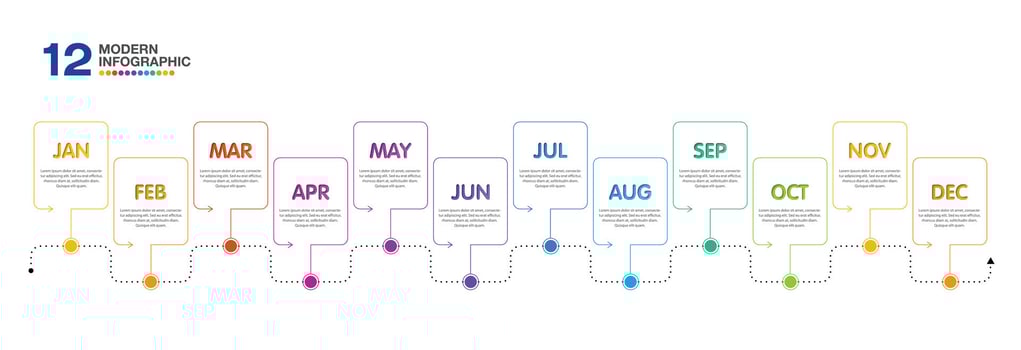 Infographic for presentation 12 months. vector