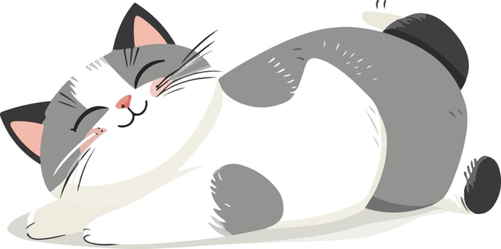 Adorable cartoon cat sleeping peacefully, perfect for conveying comfort and relaxation in various creative projects vector