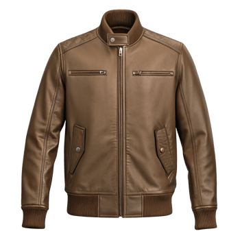 a brown leather jacket on a transparent background png