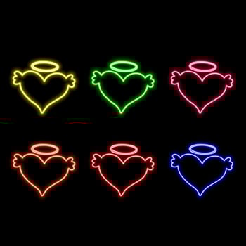 Light neon moving around the heart symbol. black background, 4k. blue. vector
