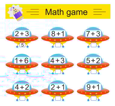 Math activity for kids. Number range up to 10. vector