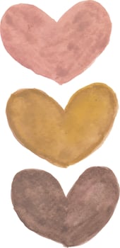 three heart shaped pieces watercolor clipart vector