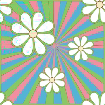 Retro Daisy Flower Power Burst Pattern Design Background vector