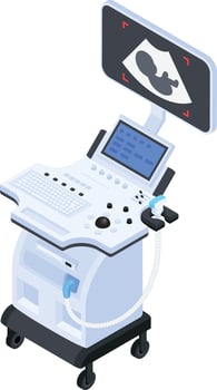 Ultrasound Machine Isometric 3D Illustration vector