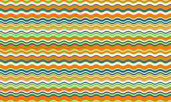 Vibrant wavy stripes pattern in teal, orange, and lime green. Perfect for textile designs, website backgrounds, or summer-themed projects. Seamless repeat texture offers endless possibilities vector