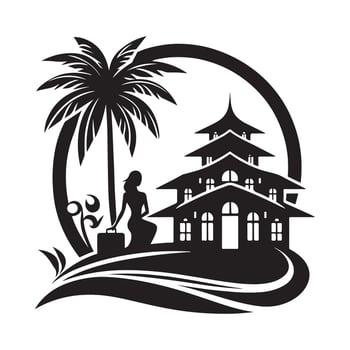 Hotel Silhouette Illustrations for Destination Marketing Strategies vector