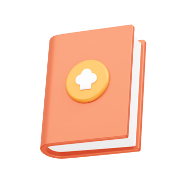 Cookbook with chef hat icon. Recipe book icon 3d illustration png