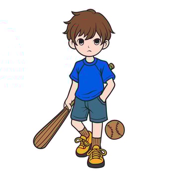 Joyful Moment of a Young Baseball Player vector