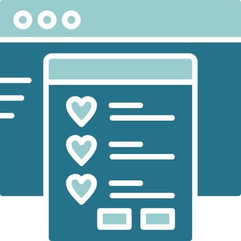 a web page with a check box and heart vector