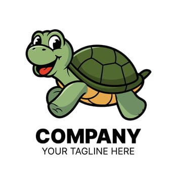 Cute Cartoon Turtle Logo Design vector