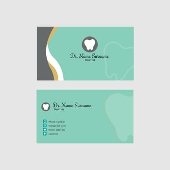 Turquoise dentistry business card vector