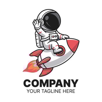 Cute Astronaut Riding a Rocket, Perfect for a Company Logo vector