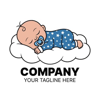 Adorable Baby Sleeping on a Cloud, Perfect for Nursery Decor vector