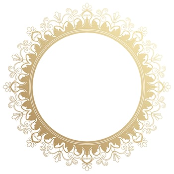 Circle, Abstract Vintage Golden Floral Frame, Luxury Flowers Gradient Gold Border vector