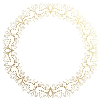Circle, Abstract Vintage Golden Floral Frame, Luxury Flowers,Gradient Gold Border vector