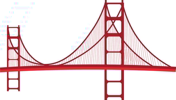 Red Graphic of a Suspension Bridge vector