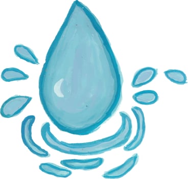 Splash, drop of water puddle hand drawn watercolour illustration vector