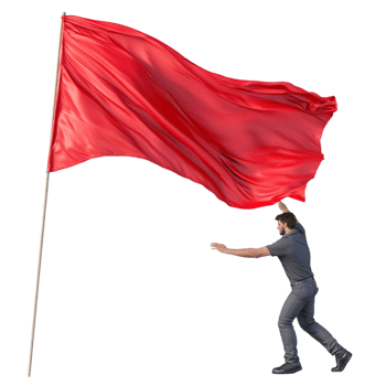 Man Holding a Red Flag on White Background png