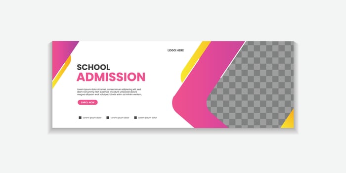 School Admission Web Banner Template, Back to School Social Media Cover Template for education, university, etc vector