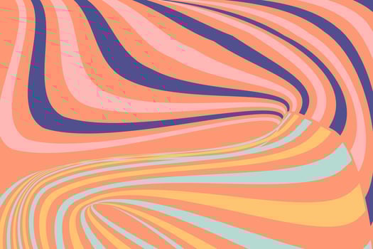 Colorful abstract swirl design with bold contrasting shapes in vibrant orange, blue, and pastels, perfect for backgrounds, presentations, or branding projects. vector