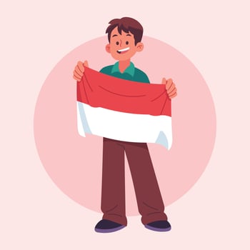 man celebrate independent of indonesia illustration vector