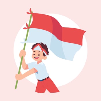 kids people celebrate independent of indonesia illustration vector
