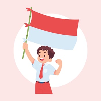 people celebrate with flag independent of indonesia illustration vector