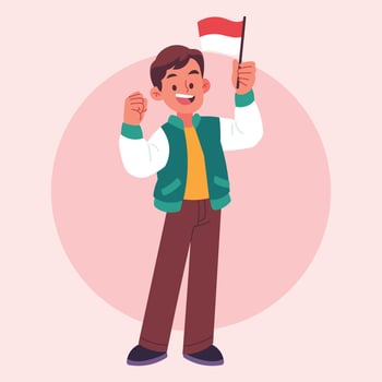 man people celebrate independent of indonesia illustration vector