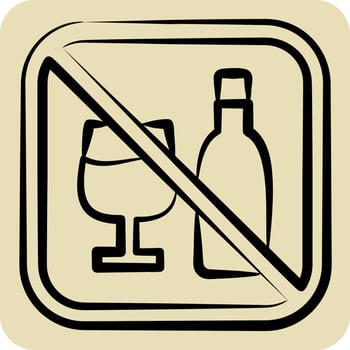 Icon No Alcohol. related to Public symbol. hand drawn style. design editable vector